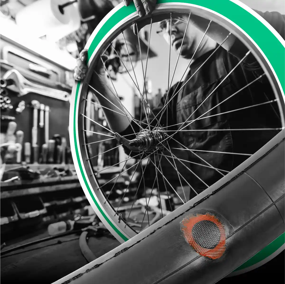 Pega cámara de aire pega parche