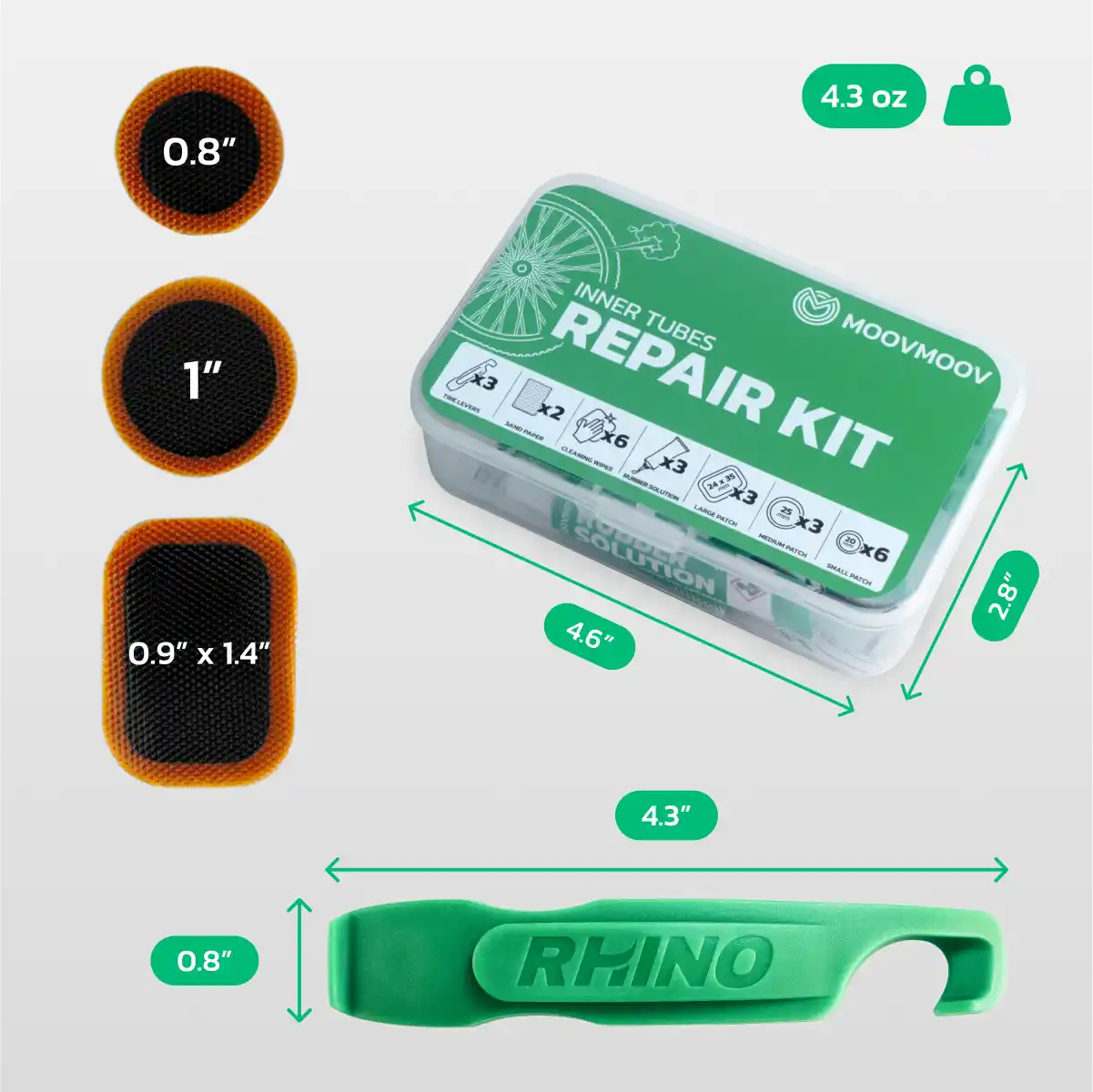 Kit parche para bicicleta con pegamento vulcanizante