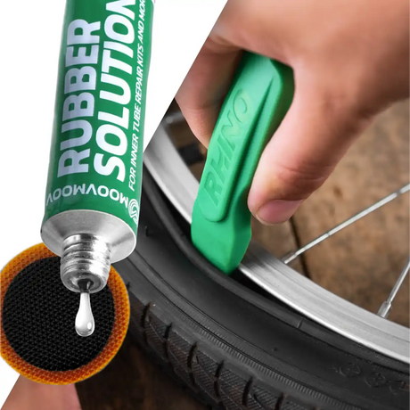 Kit parche bicicleta desmontador de neumáticos