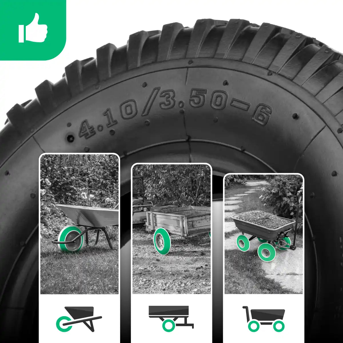 Neumático 3.50-6 cámara de aire válvula recta