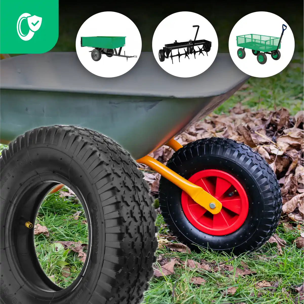 Neumático 3.50-6 jardín con cámara de aire válvula recta