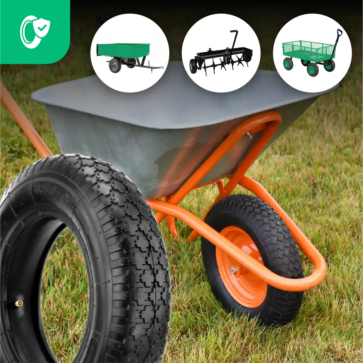 Neumático 3.50-8 jardín con cámara de aire válvula recta