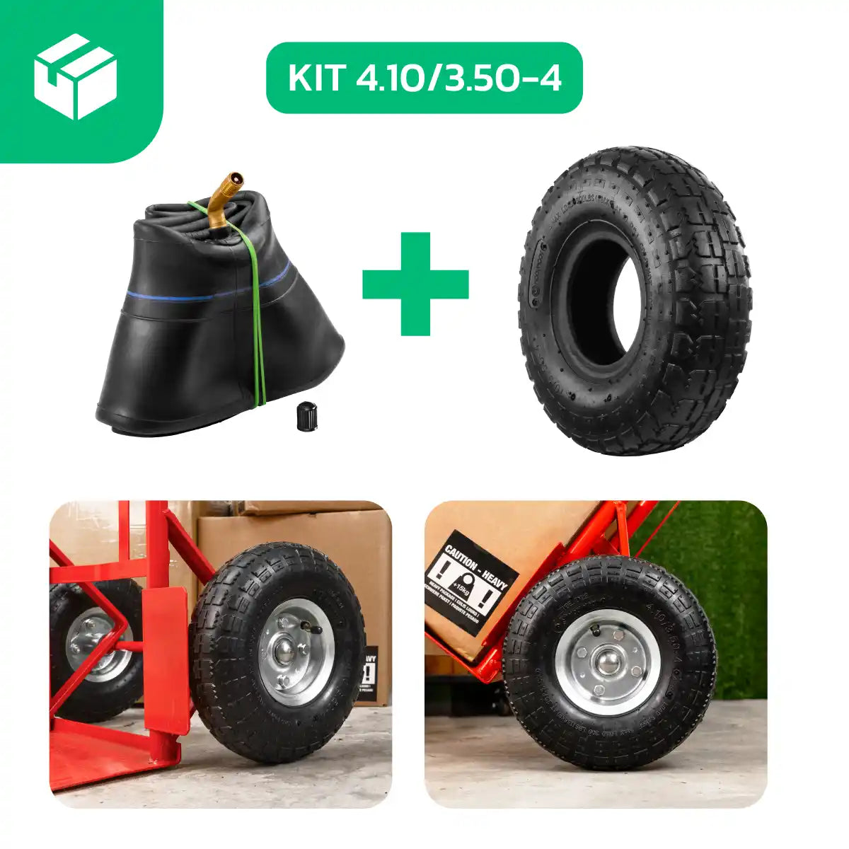 Neumático de carro de jardín 4.10/3.50-4 con cámara de aire válvula curva