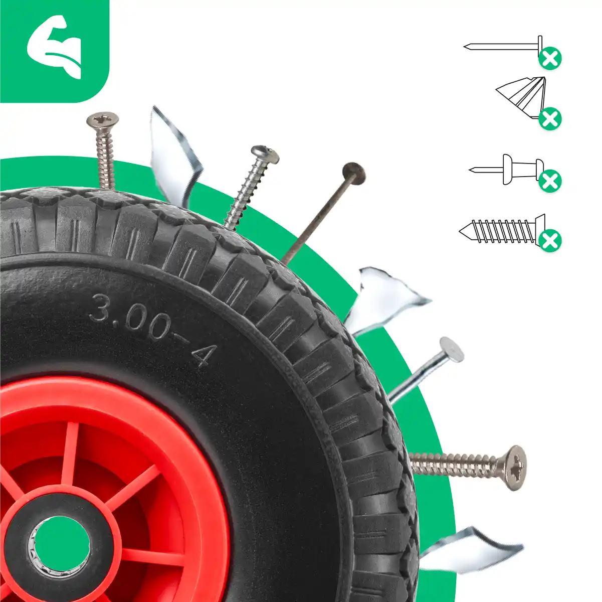 Neumático macizo 3.00-4 compresor diámetro 20mm