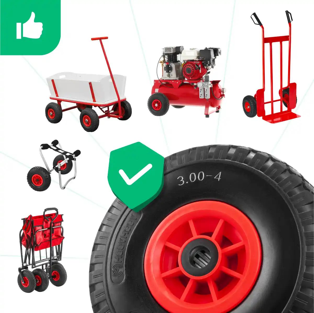 Neumático macizo 3.00-4 diablo agujero 20mm