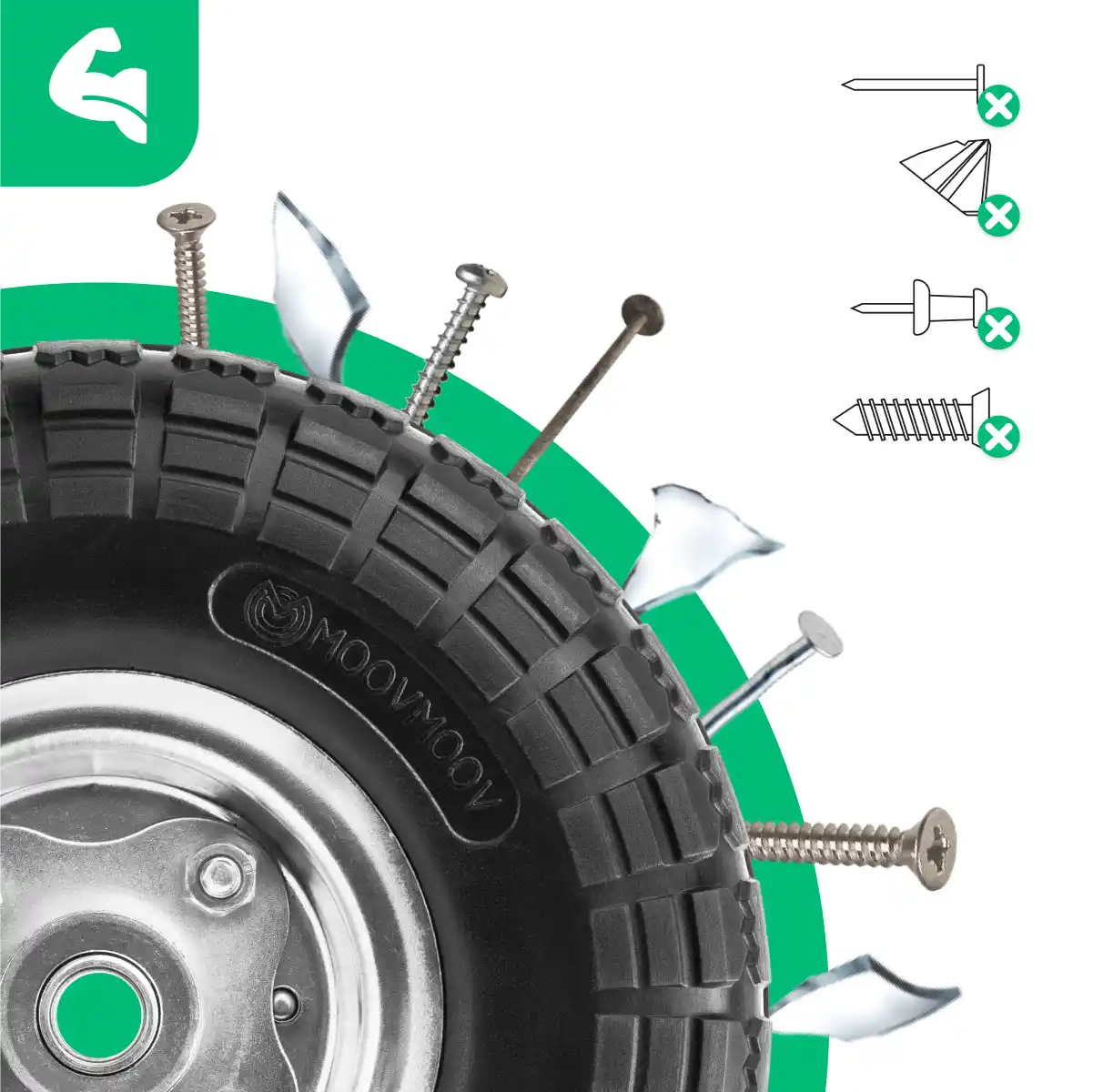 Neumático macizo 4.10/3.50-4 carretilla alojamiento 16mm