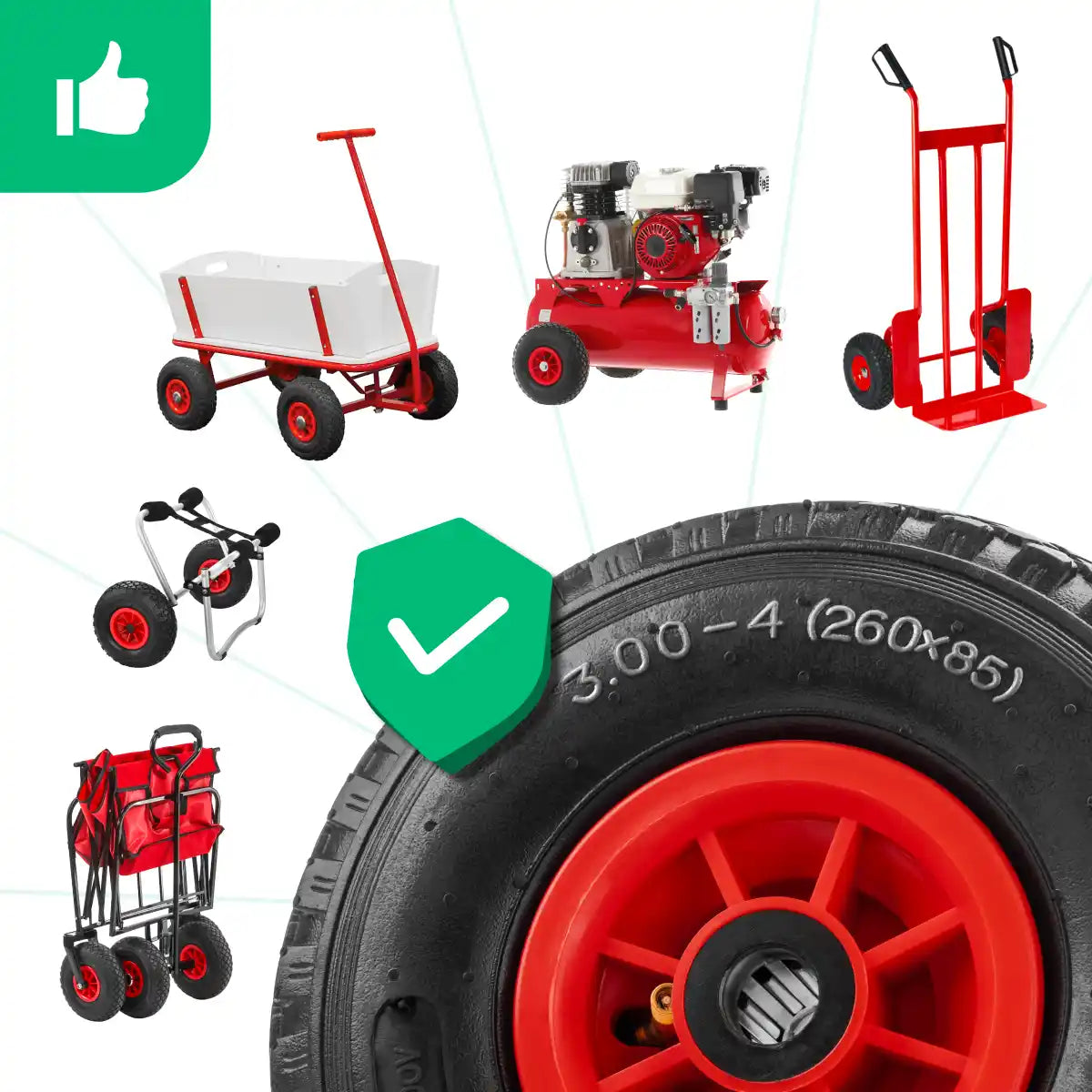 Rueda 3.00-4 llanta pvc diámetro 20mm compresor