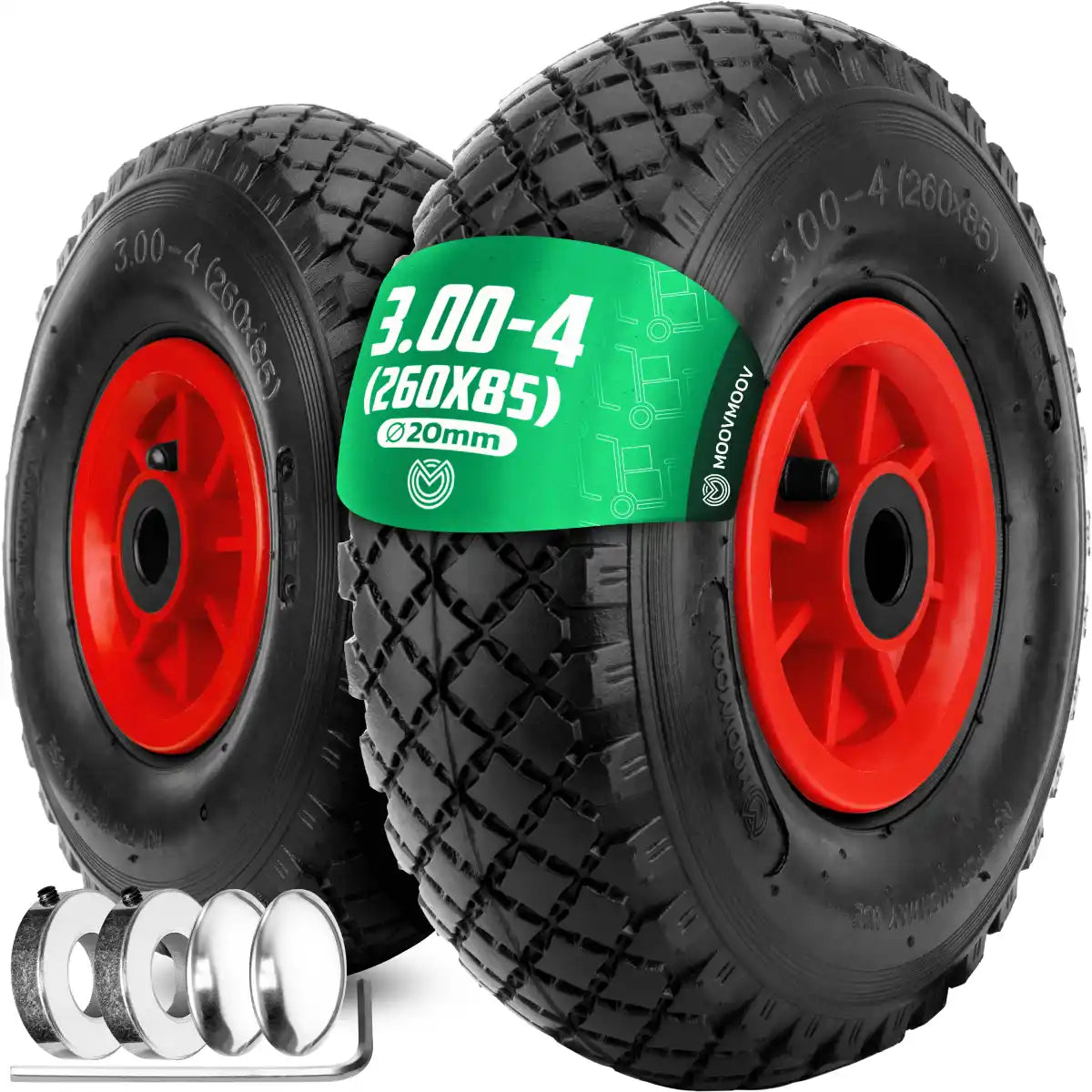 Rueda 3.00-4 llanta pvc diámetro 20mm