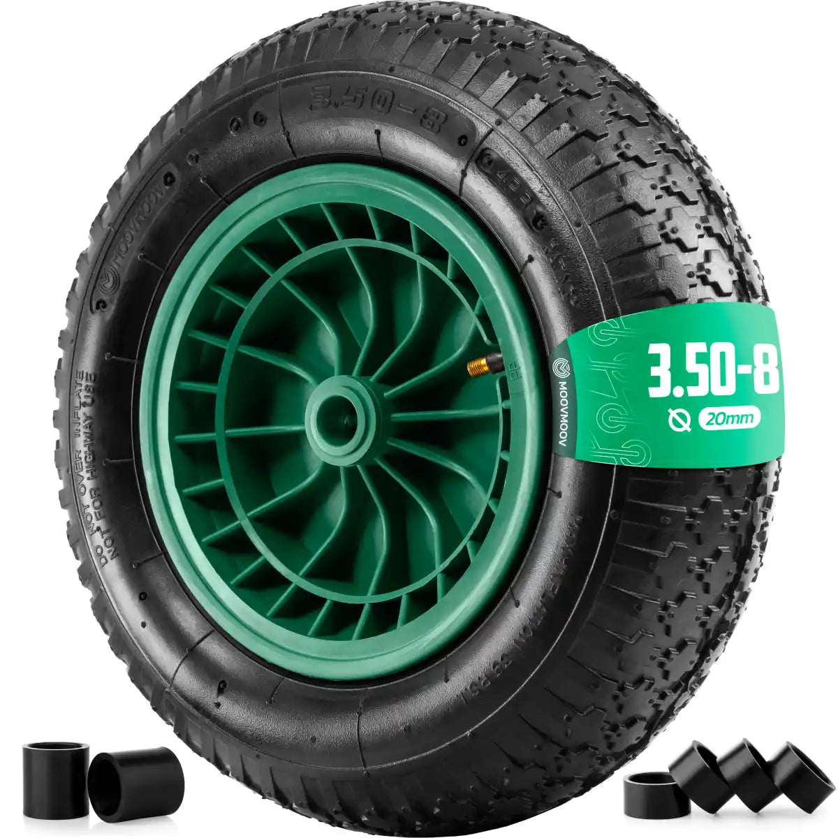 Rueda 3.50-8 llanta pvc diámetro 20mm