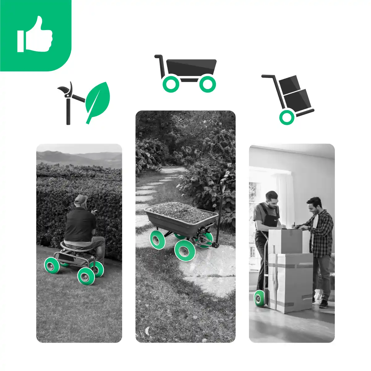 Rueda 4.10/3.50-4 con cámara de aire válvula acodada