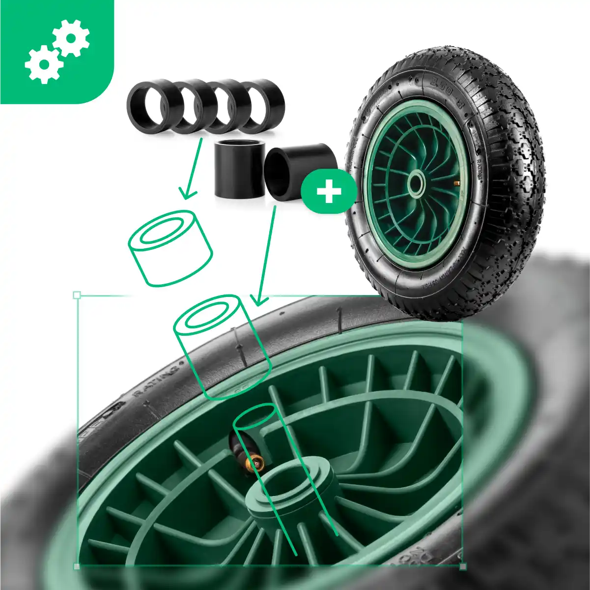 Rueda carretilla 3.50-8