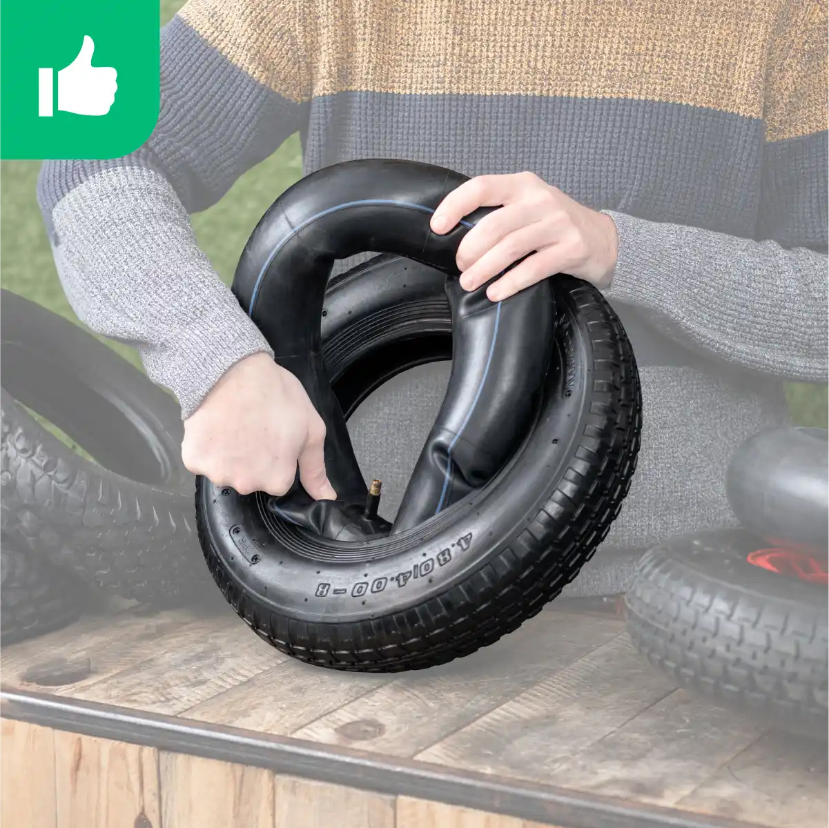 Rueda carretilla 400x100 cámara de aire válvula recta