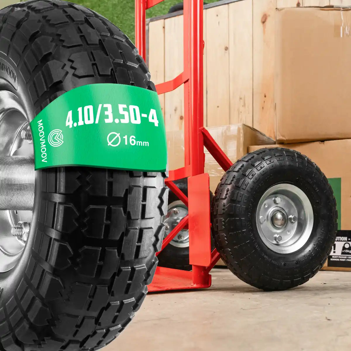Rueda maciza 4.10/3.50-4 carretilla taladro 16mm