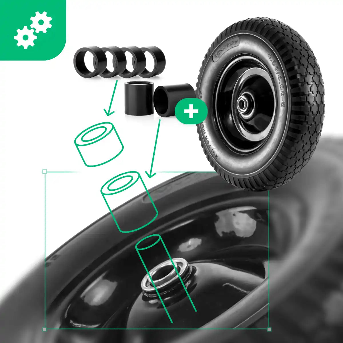 Rueda maciza 4.80/4.00-8 carretilla