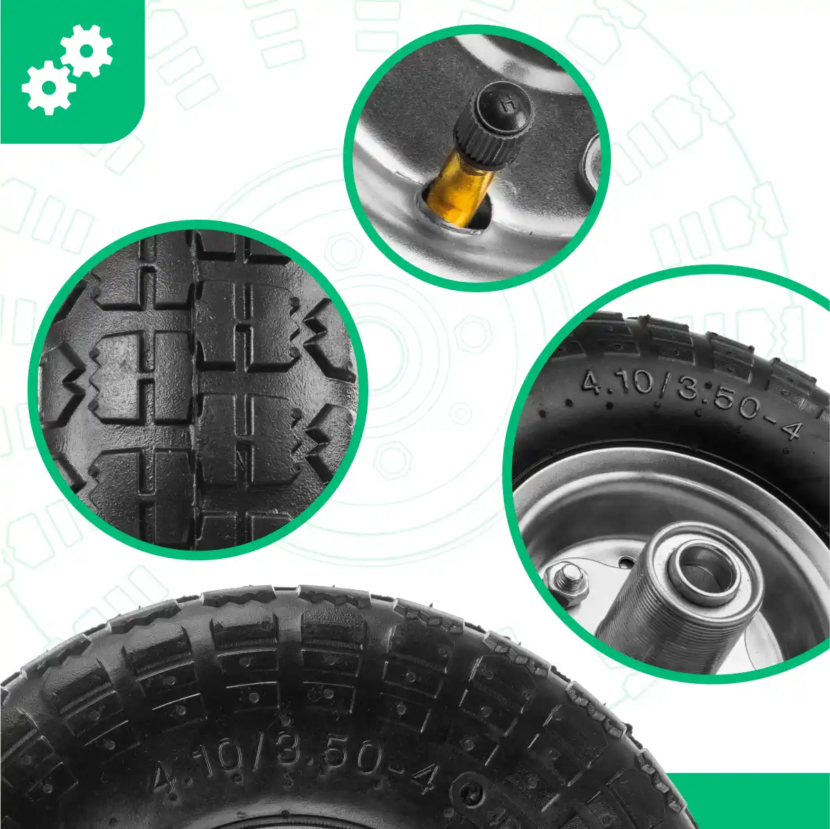 Ruedas inflables diablo 4.10/3.50-4 llanta de acero agujero 20mm