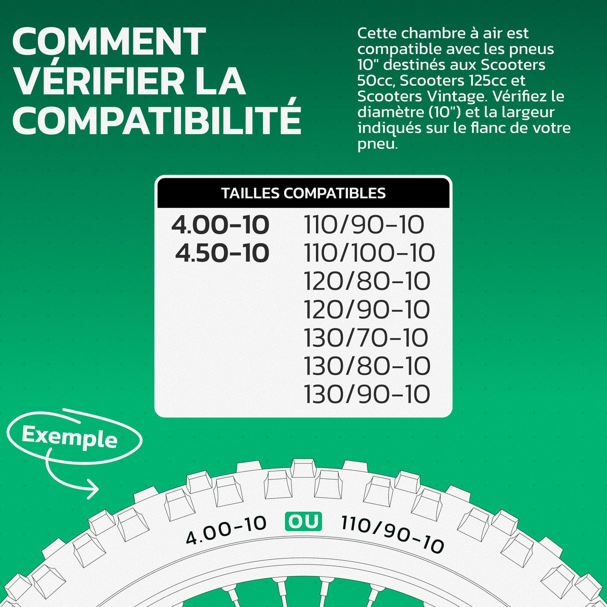 Chambre à Air 10" 4.00/4.50-10 Valve Coudée JS87C