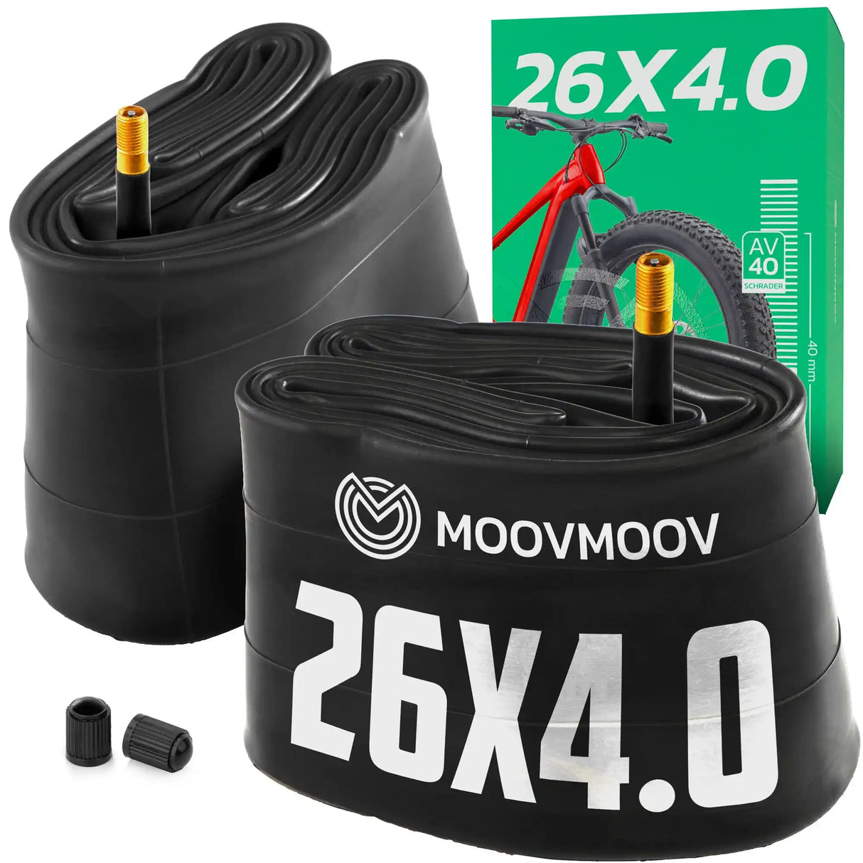 Chambre à air 26x4.0 Fatbike MoovMoov pour pneus Fatbike 26x4.0, valve Schrader 33 mm