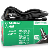Chambre à air 17 pouces MoovMoov pour pneus de 5.10-17 à 160/70-17, valve Schrader TR4
