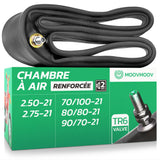 Chambre à air 21 pouces MoovMoov pour pneus de 70/100-21 à 2.75-21, valve Schrader TR6