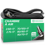 Chambre à air moto 17 pouces MoovMoov pour pneus 70/100-17, 80/80-17, 90/70-17, 2.50-17 et 2.75-17, valve TR4