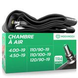 Chambre à air moto 19 pouces MoovMoov pour pneus de 110/90-19, 110/100-19, 120/90-19, 4.00-19 et 4.50-19, valve TR4