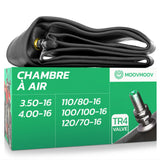 Chambre à air moto 16 pouces MoovMoov pour pneus de 110/80-16, 100/100-16, 120/70-16, 3.50-16 et 4.00-16, valve TR4