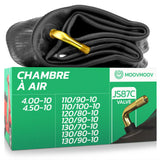 Chambre à air moto 10 pouces MoovMoov pour pneus de 110/90-10, 110/100-10, 120/80-10, 120/90-10, 130/70-10, 130/80-10, 130/90-10, 4.00-10 et 4.50-10, valve JS87C