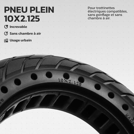 Pneu plein increvable 10 x 2.125 pour trottinette MoovMoov